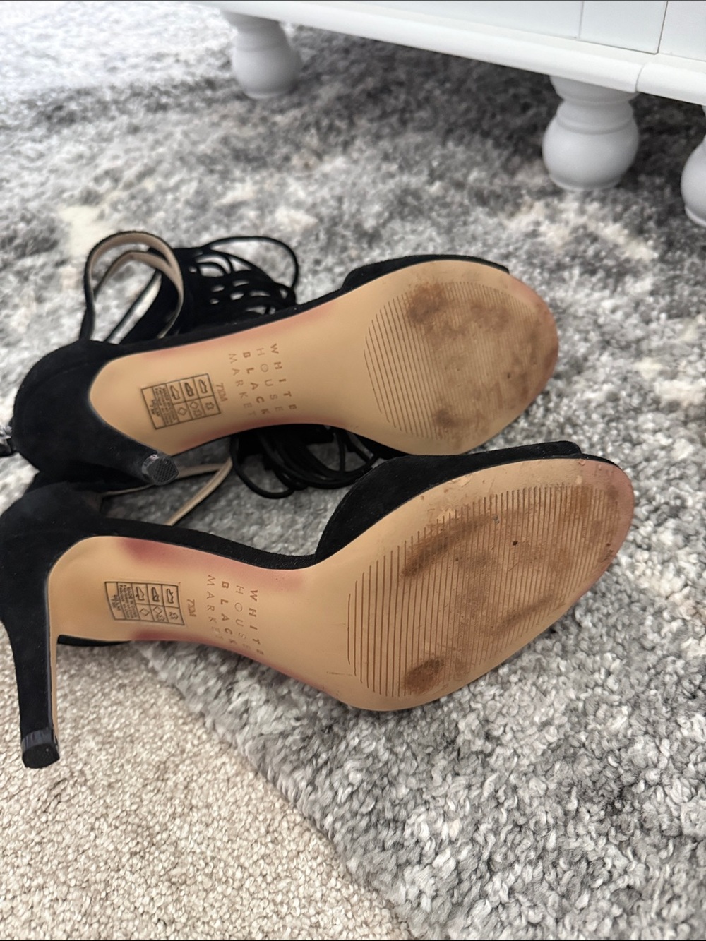 White House Black Market Black Shoes - Fringe Stiletto Sandals - Picture 4 of 4